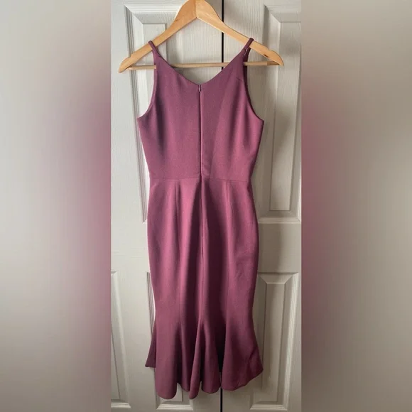 DRESS THE POPULATION Isabelle Orchid Purple Crepe Mermaid Midi Dress XS - Picture 4 of 12